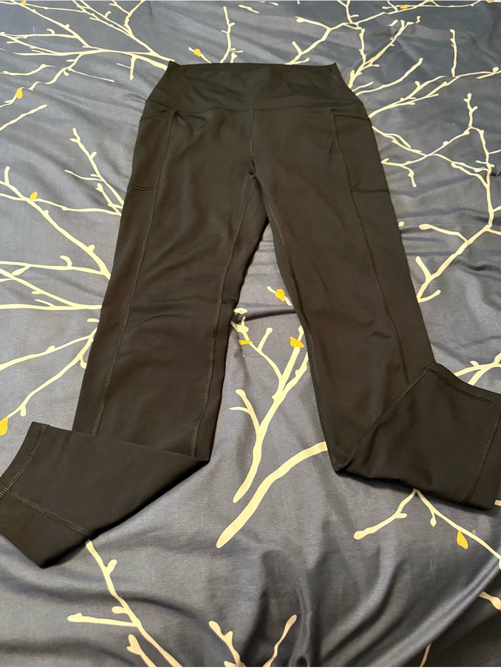 RBX Black High-Rise Active Leggings with Side Pockets, Size Medium, 27.5” Inseam